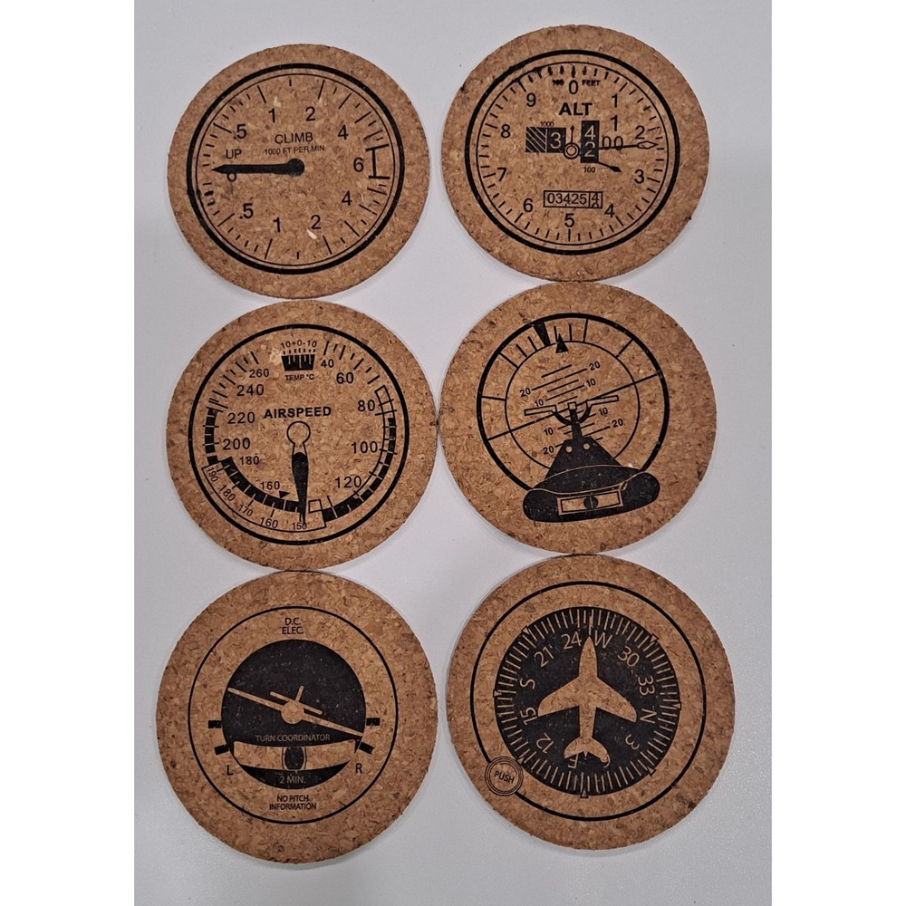 Set Of 6 Aviator Cork Coasters By Corkology